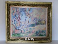 Ancient Painting Rare 1923 Emmanuel Charles Benezit Oil On Canvas Oliviers Be