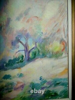 Ancient Painting Rare 1923 Emmanuel Charles Benezit Oil On Canvas Oliviers Be
