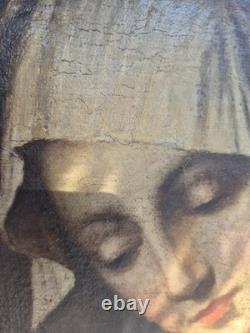 Ancient Painting Sacred Subject Oil on Canvas 18th Century