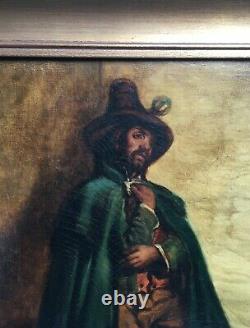 Ancient Painting Signed And Dated 1862, Oil On Canvas, Man In The Cape, 19th