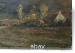 Ancient Painting Signed And Dated 1901, Oil On Canvas, Impressionist Landscape