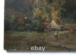 Ancient Painting Signed And Dated 1901, Oil On Canvas, Impressionist Landscape