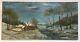 Ancient Painting Signed And Dated 31, Snowy Landscape, Oil On Canvas, Early 20th Century