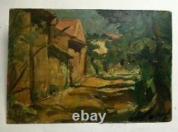 Ancient Painting Signed And Dated, Oil On Isorel, Landscape, Early 20th Century