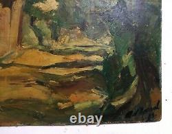 Ancient Painting Signed And Dated, Oil On Isorel, Landscape, Early 20th Century