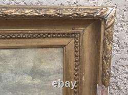 Ancient Painting Signed. Animated Marine Landscape with Sailboats. Oil on Canvas