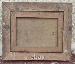 Ancient Painting Signed. Animated Marine Landscape with Sailboats. Oil on Canvas