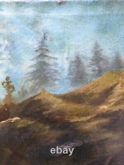 Ancient Painting Signed By G. Barrelly And Dated 1874, Oil On Canvas, Cascade, 19th
