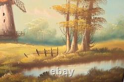 Ancient Painting Signed Dero Autumn Landscape Oil on Canvas
