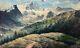 Ancient Painting Signed, Mountain Landscape, Oil On Isolel, Painting, 20th Century