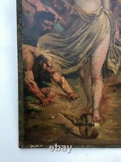 Ancient Painting Signed, Oil On Canvas, Allegory Of Fortune, 19th Century