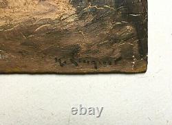 Ancient Painting Signed, Oil On Cardboard, Brittany, Animated Port, Late 19th Century