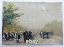 Ancient Painting Signed, Oil On Panel, Boulogne Wood Crew, Late 19th Century