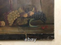 Ancient Painting Signed, Still Life, Oil On Canvas To Restore, Early 20th Century