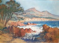 Ancient Painting Superb Large Oil On Canvas De Lucien Fournet Azure Cote