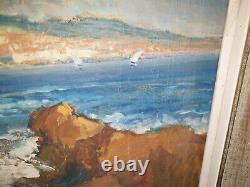 Ancient Painting Superb Large Oil On Canvas De Lucien Fournet Azure Cote