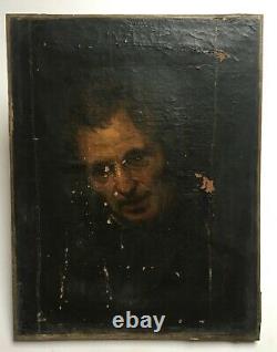 Ancient Painting To Be Restored, Oil On Canvas, Portrait Of Man, 17th
