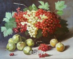 Ancient Painting XIX Still Life, Groves And Plums Signed Dry. Oil On Canvas