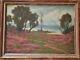 Ancient Painting Xixé Framed By J. Enders Oil 33cm X 46cm Field Of Flowers