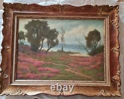 Ancient Painting Xixé Framed By J. Enders Oil 33cm X 46cm Field Of Flowers