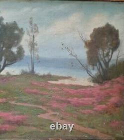 Ancient Painting Xixé Framed By J. Enders Oil 33cm X 46cm Field Of Flowers