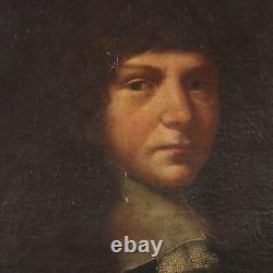 Ancient Painting of a Male Portrait Oil on Canvas 17th Century Original