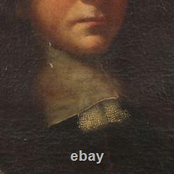 Ancient Painting of a Male Portrait Oil on Canvas 17th Century Original