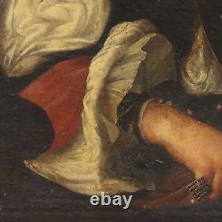 Ancient Painting of a Male Portrait Oil on Canvas 17th Century Original
