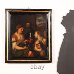 Ancient Painting with Allegorical Subject Oil on Canvas from the 1800s