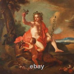 Ancient Painting with Mythological Subject Oil on Canvas 1700