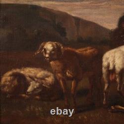 Ancient Pastoral Landscape Goats Oil Painting On Canvas Bucolic Painting 700