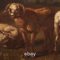 Ancient Pastoral Landscape Goats Oil Painting On Canvas Bucolic Painting 700