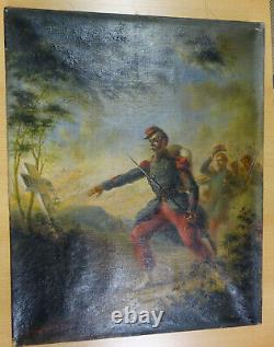 Ancient Patriotic Painting, Original 1st World War, Oil On Canvas