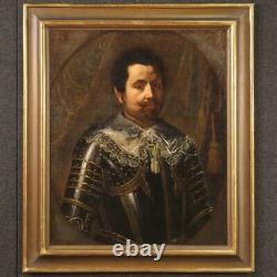 Ancient Portrait Of Man In Armor Oil Painting On Canvas Painting 18th Century