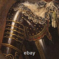 Ancient Portrait Of Man In Armor Oil Painting On Canvas Painting 18th Century