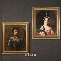 Ancient Portrait Of Man In Armor Oil Painting On Canvas Painting 18th Century