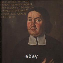 Ancient Portrait Of Man Prelate Oil Painting On Canvas Painting 18th Century