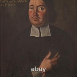 Ancient Portrait Of Man Prelate Oil Painting On Canvas Painting 18th Century