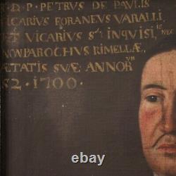 Ancient Portrait Of Man Prelate Oil Painting On Canvas Painting 18th Century