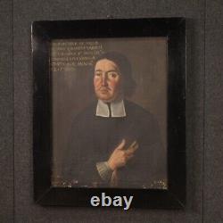 Ancient Portrait Of Man Prelate Oil Painting On Canvas Painting 18th Century