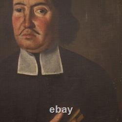 Ancient Portrait Of Man Prelate Oil Painting On Canvas Painting 18th Century