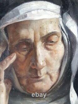 Ancient Religious Painting Oil Antique Oil Painting Nun Religious