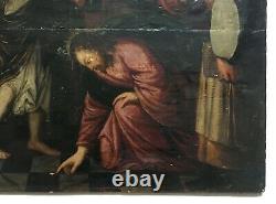 Ancient Religious Painting, Oil On Panel, Early 17th Century