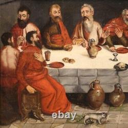 Ancient Religious Painting Oil On Panel Last Last Supper Frame Painting 500