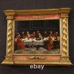 Ancient Religious Painting Oil On Panel Last Last Supper Frame Painting 500