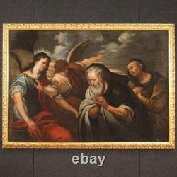 Ancient Religious Painting Saint John Baptiste Painted Oil On Canvas 17th Century