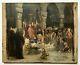 Ancient Religious Painting Signed And Dated 1893, Oil On Canvas, 19th Black Mass