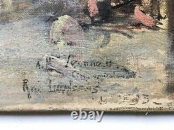 Ancient Religious Painting Signed And Dated 1893, Oil On Canvas, 19th Black Mass