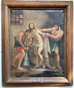 Ancient Seventeenth Century Painting The Arrestation Of Christ Oil On Canvas To Restore