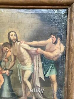 Ancient Seventeenth Century Painting The Arrestation Of Christ Oil On Canvas To Restore